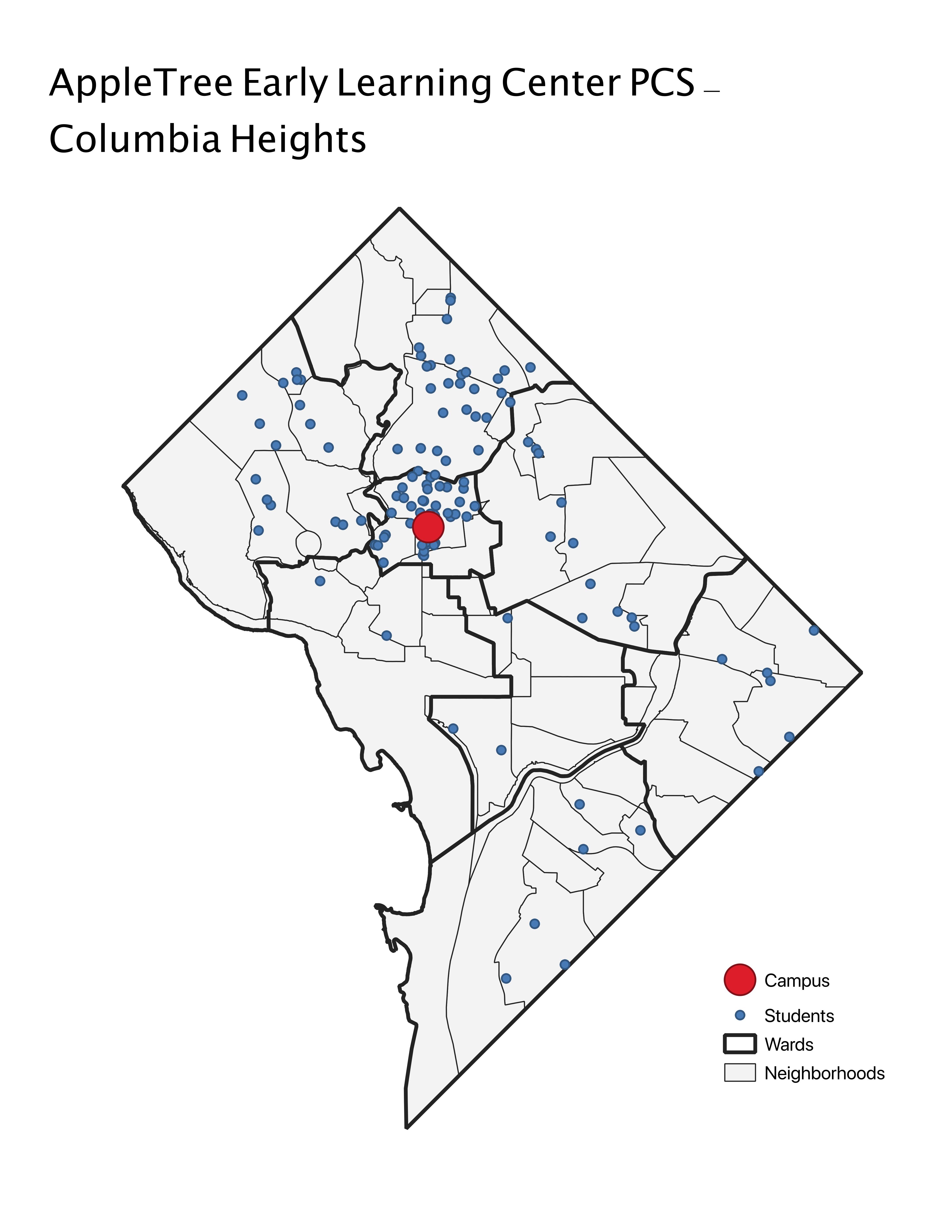 AppleTree Early Learning PCS Columbia Heights Student Location Map